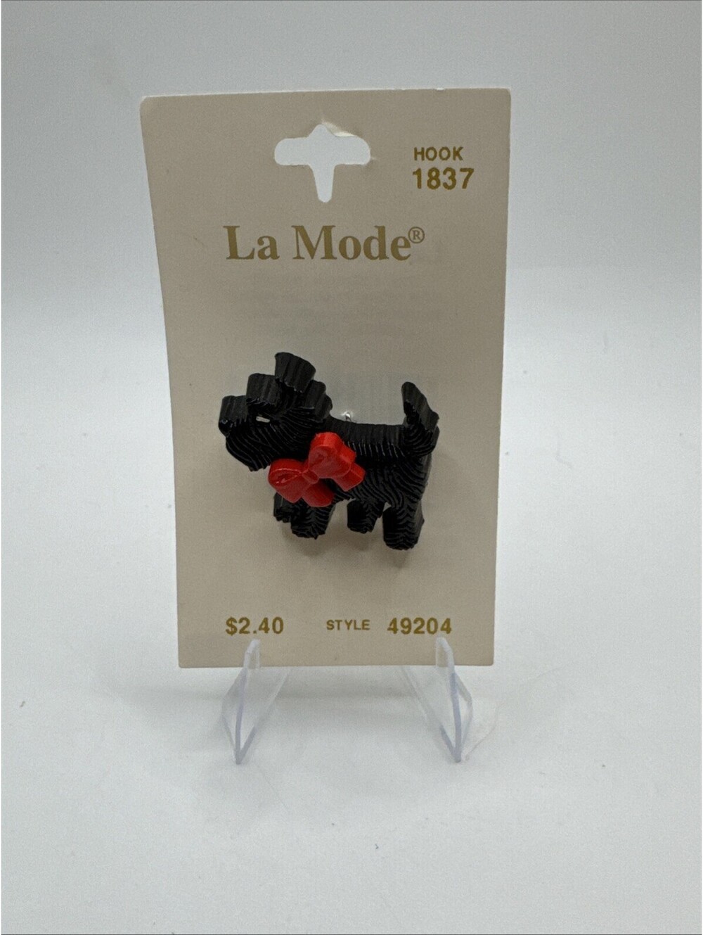 NOS La Mode Scottie Dog With Bow Botton Hook 1873 Style 49204
